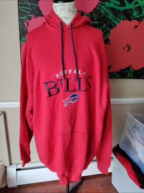 Y2K Men's Heavy Embroidered Buffalo Bills Logo Hoodie Size XXL